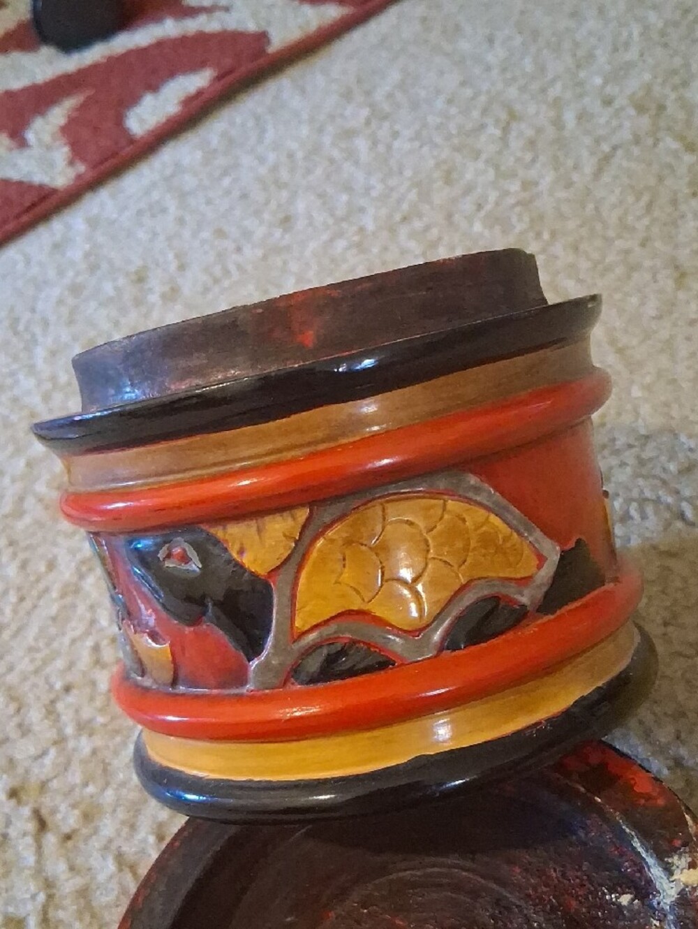 Hand-Painted Round Decorative Trinket Box - Vintage - Picture 6 of 8